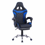 Καρέκλα gaming με ανακλινόμενη πλάτη & υποπόδιο μαύρο - μπλε skyler